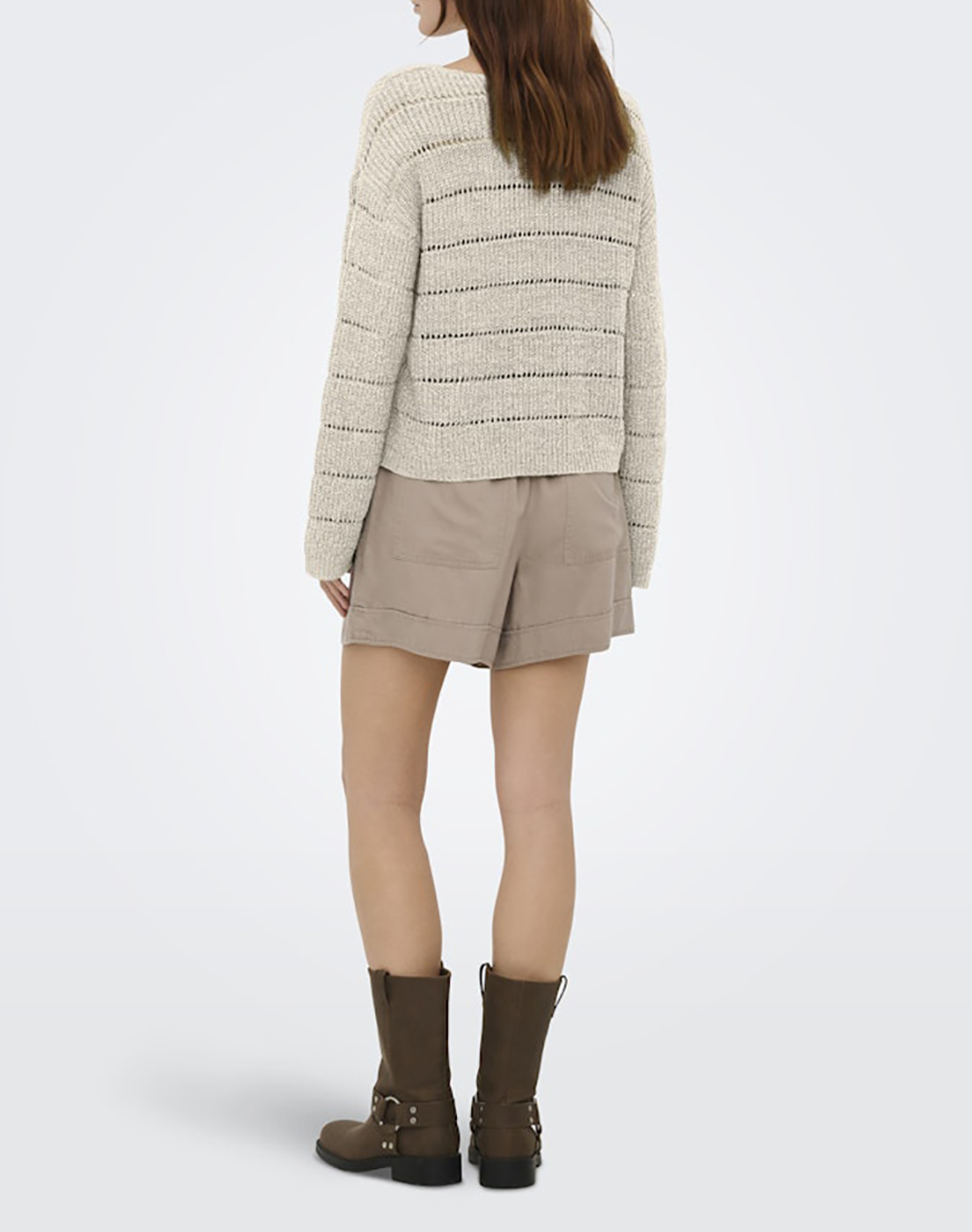 ONLY ONLY ONLPAMELA LS V-NECK PULLOVER CC KNT 15363058-Birch Biege - 2