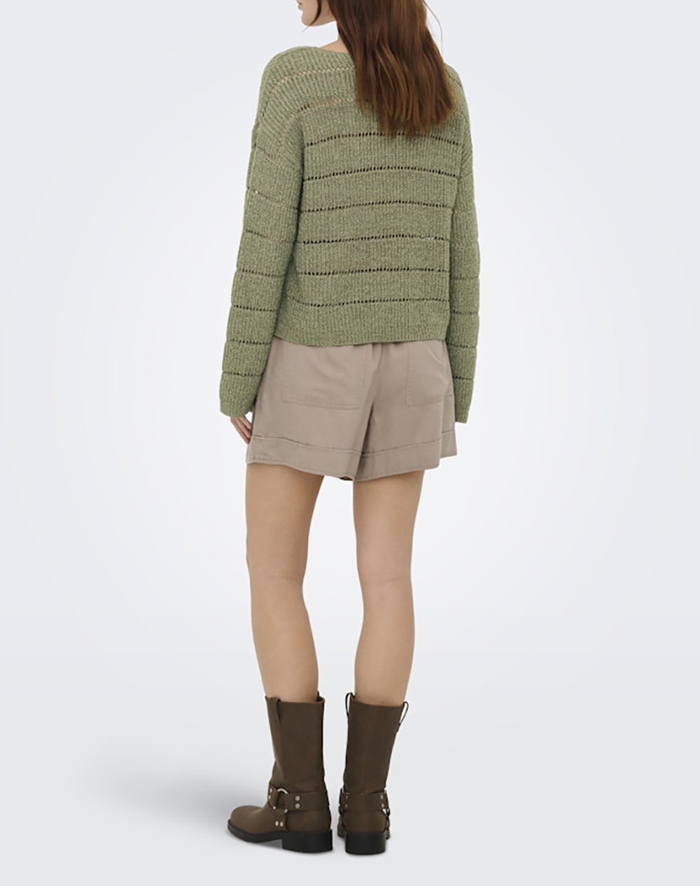 ONLY ONLY ONLPAMELA LS V-NECK PULLOVER CC KNT 15363058-Mermaid Olive - 2