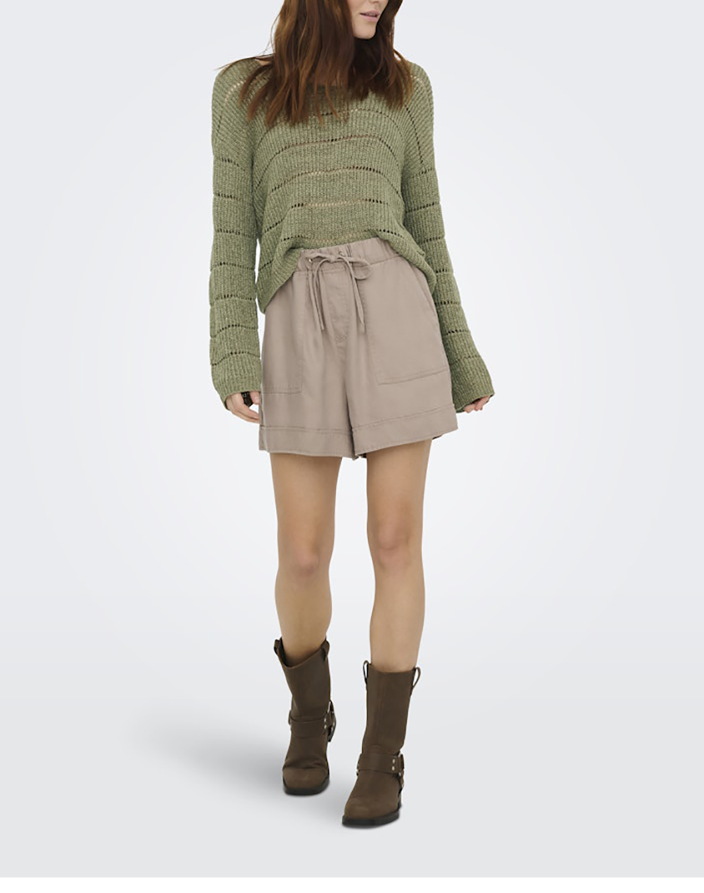 Only Onlpamela Ls V-Neck Pullover Cc Knt 15363058-Mermaid Olive Γυναικεία ρούχα μπλούζες Πλεκτά Politikos Shop Πολιτικός