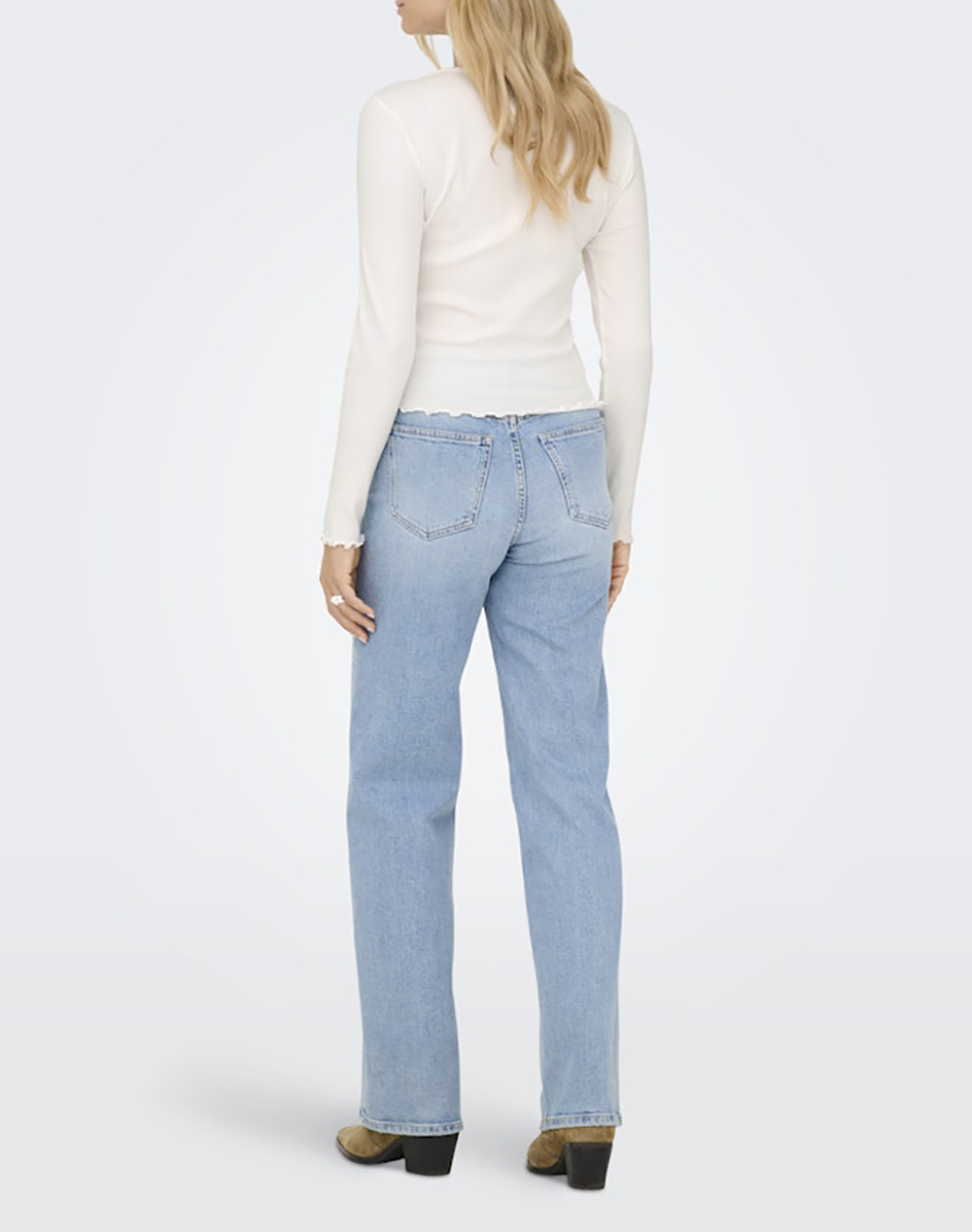 ONLY ONLY ONLINA LIFE L/S V-NECK TOP JRS 15365144-Cloud Dancer OffWhite - 2