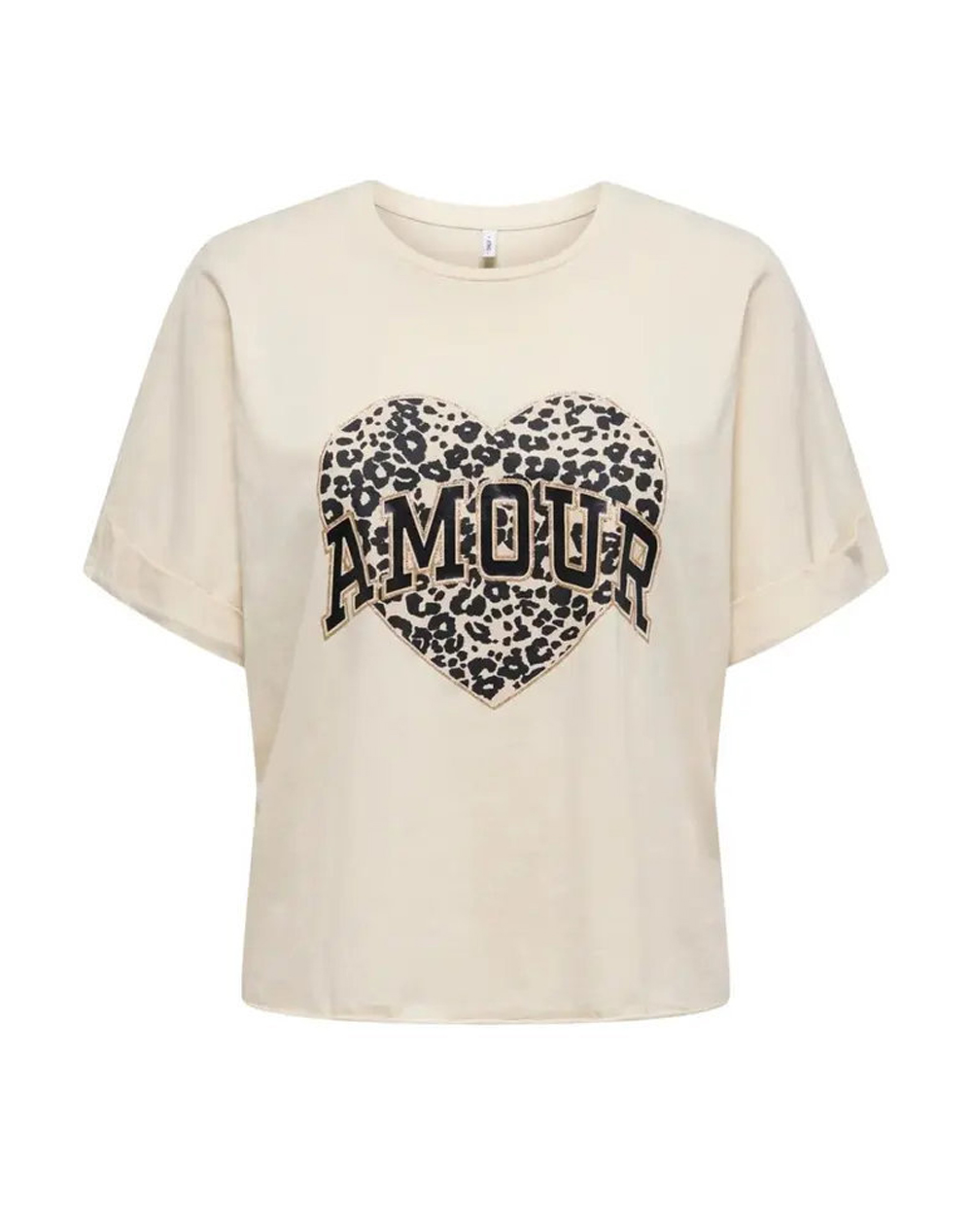 ONLY ONLLUCY S/S ANIMAL TOP BOX CC CS JRS 15339887-BirchAmourlauleo Cream