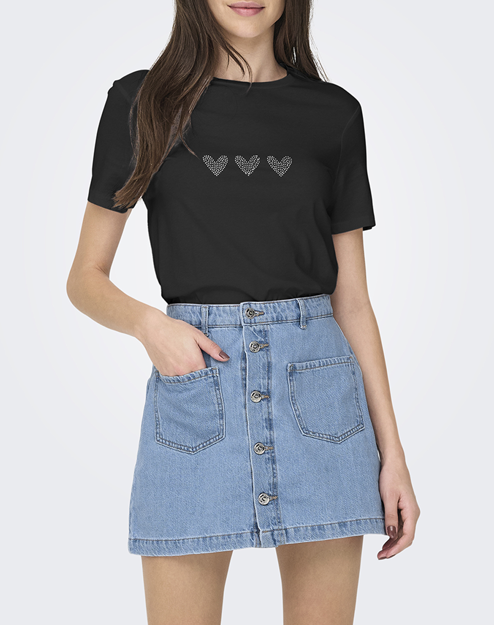 ONLY ONLARIANA LIFE S/S O-NECK BOX TOP JRS 15343771-BlackThreeheartschestrhnstnAri Black