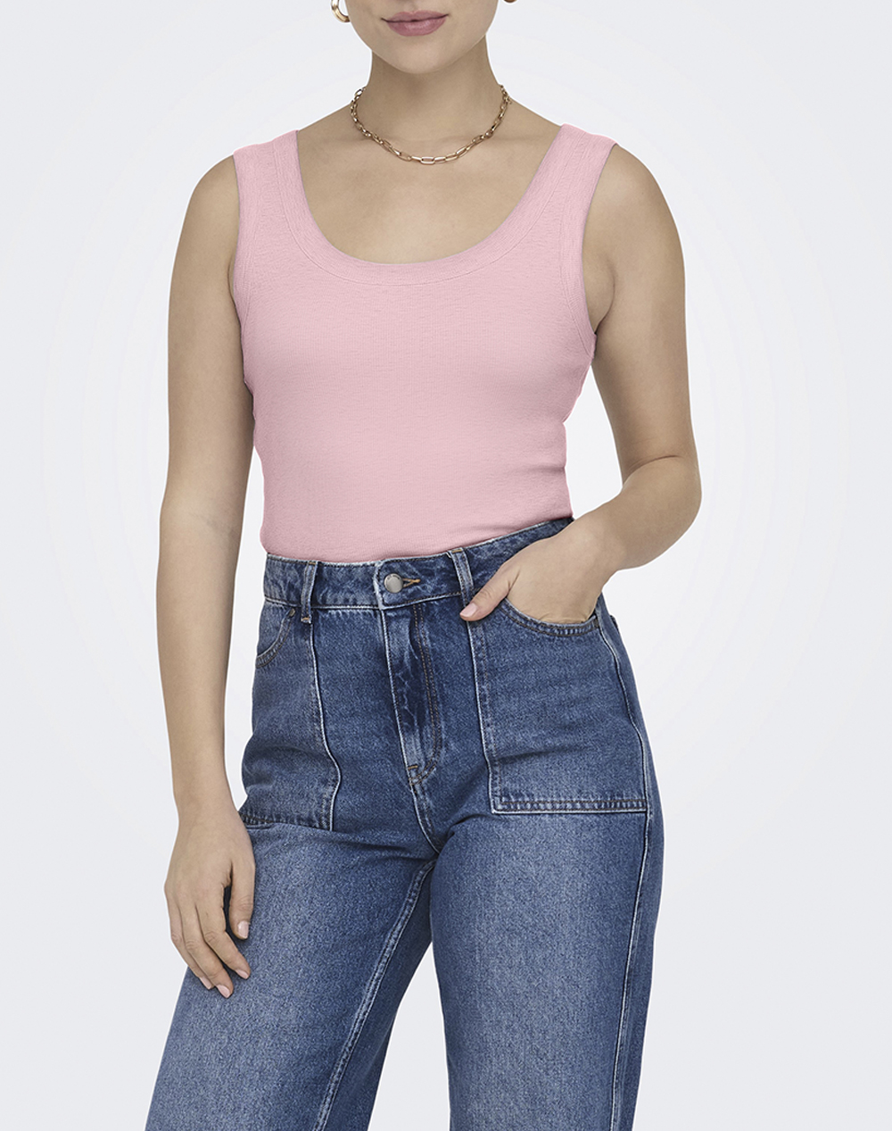 ONLY ONLEASY S/L TANK TOP JRS 15315571-Romance Rose Pink