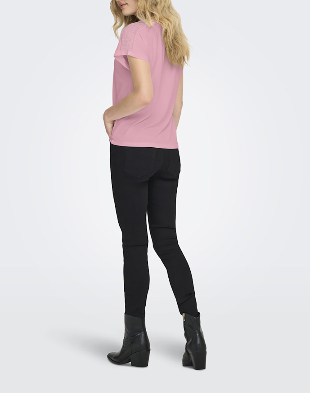 ONLY ONLFREE LIFE S/S V-NECK LACE TOP JRS 15369294-Romance RoseSkyelace Pink φωτογραφία