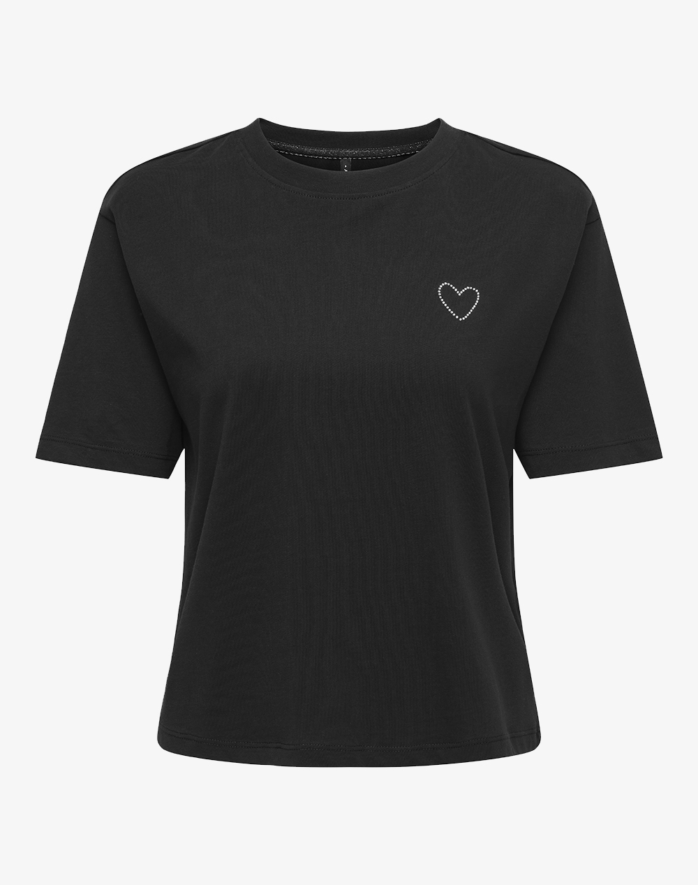 ONLY ONLRHINE S/S BOXY PRINT TOP BOX JRS 15368901-BlackLoverbacksidechestheartinrhinestone Black
