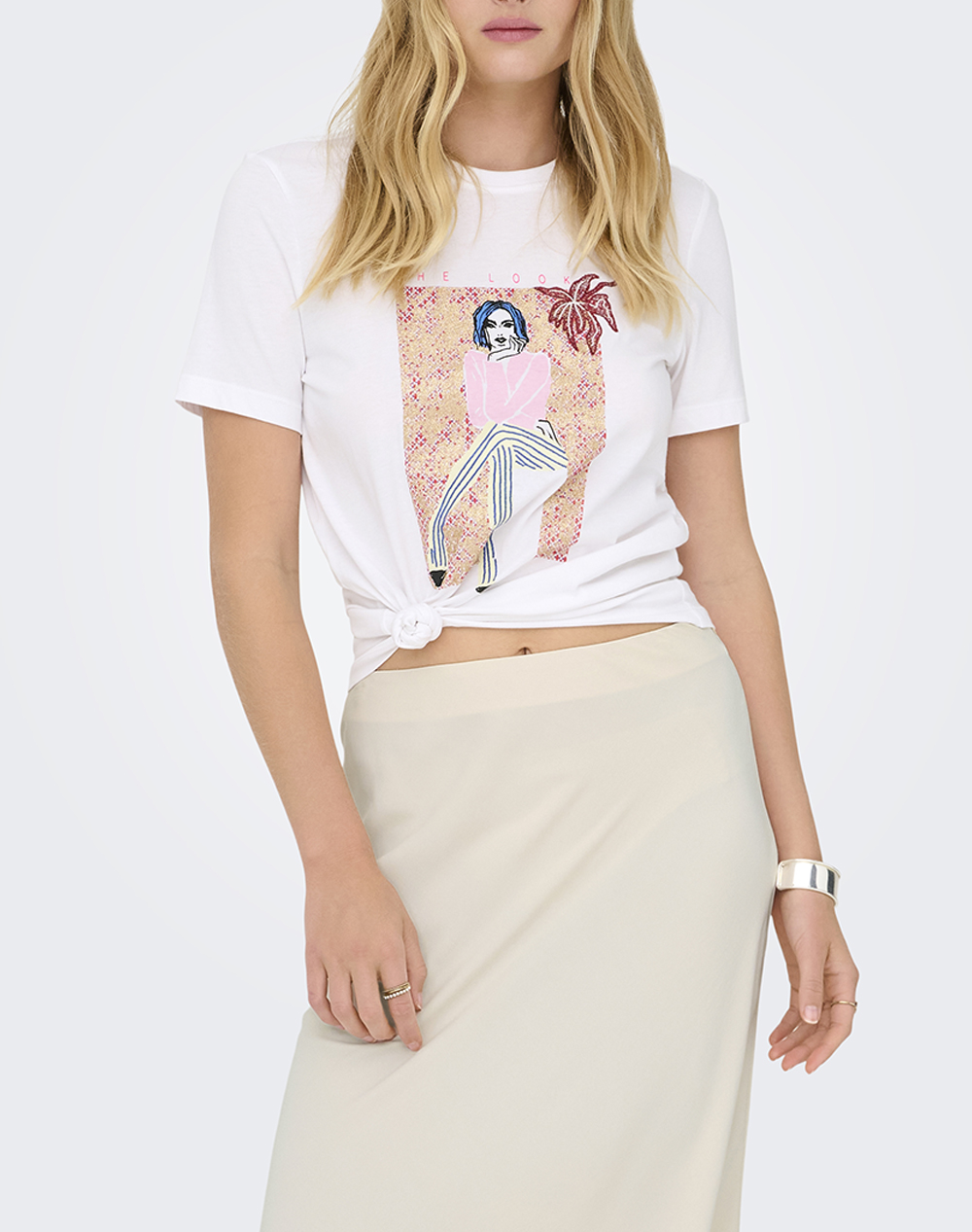 ONLY ONLCELINE REG S/S TOP JRS 15368908-Bright WhiteLook OffWhite