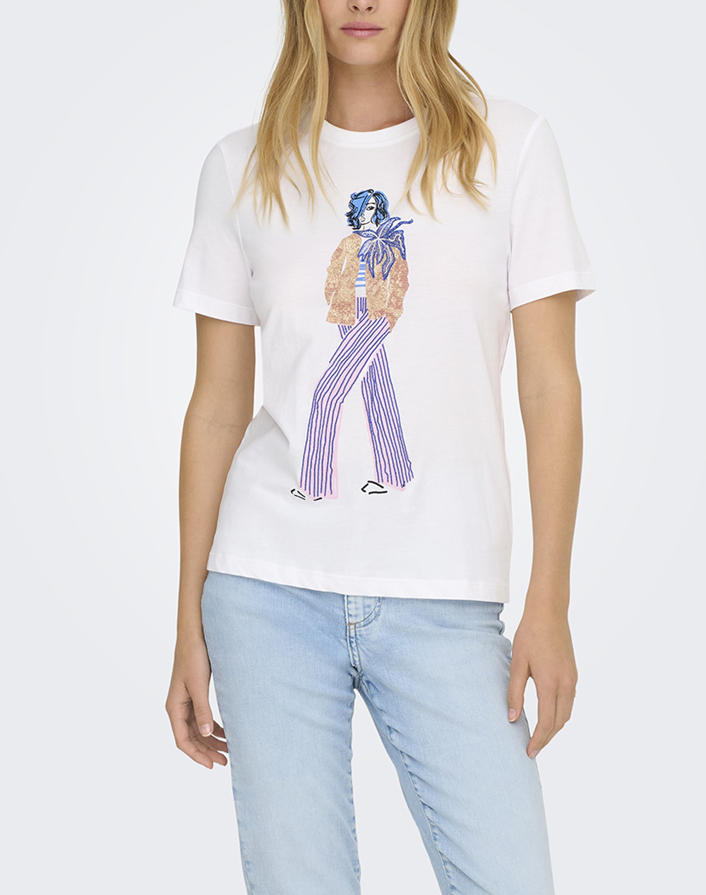 ONLY ONLCELINE REG S/S TOP JRS 15368908-Bright WhiteWalk White