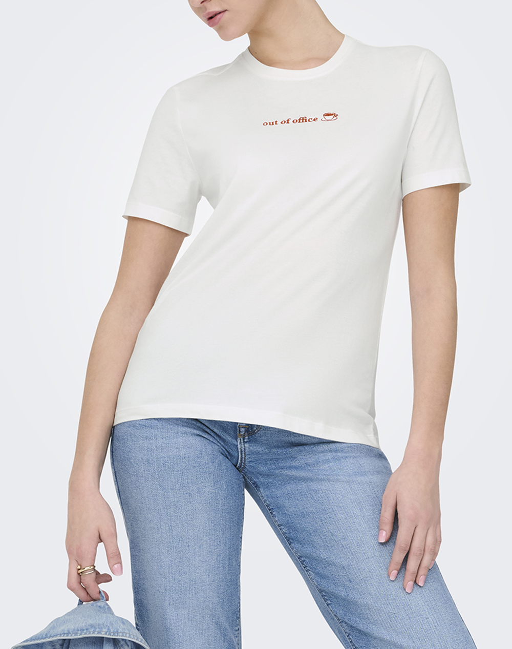 ONLY ONLMILENA S/S T-SHIRT BOX SUD JRS 15368653-Cloud DancerOfficereddahlia White