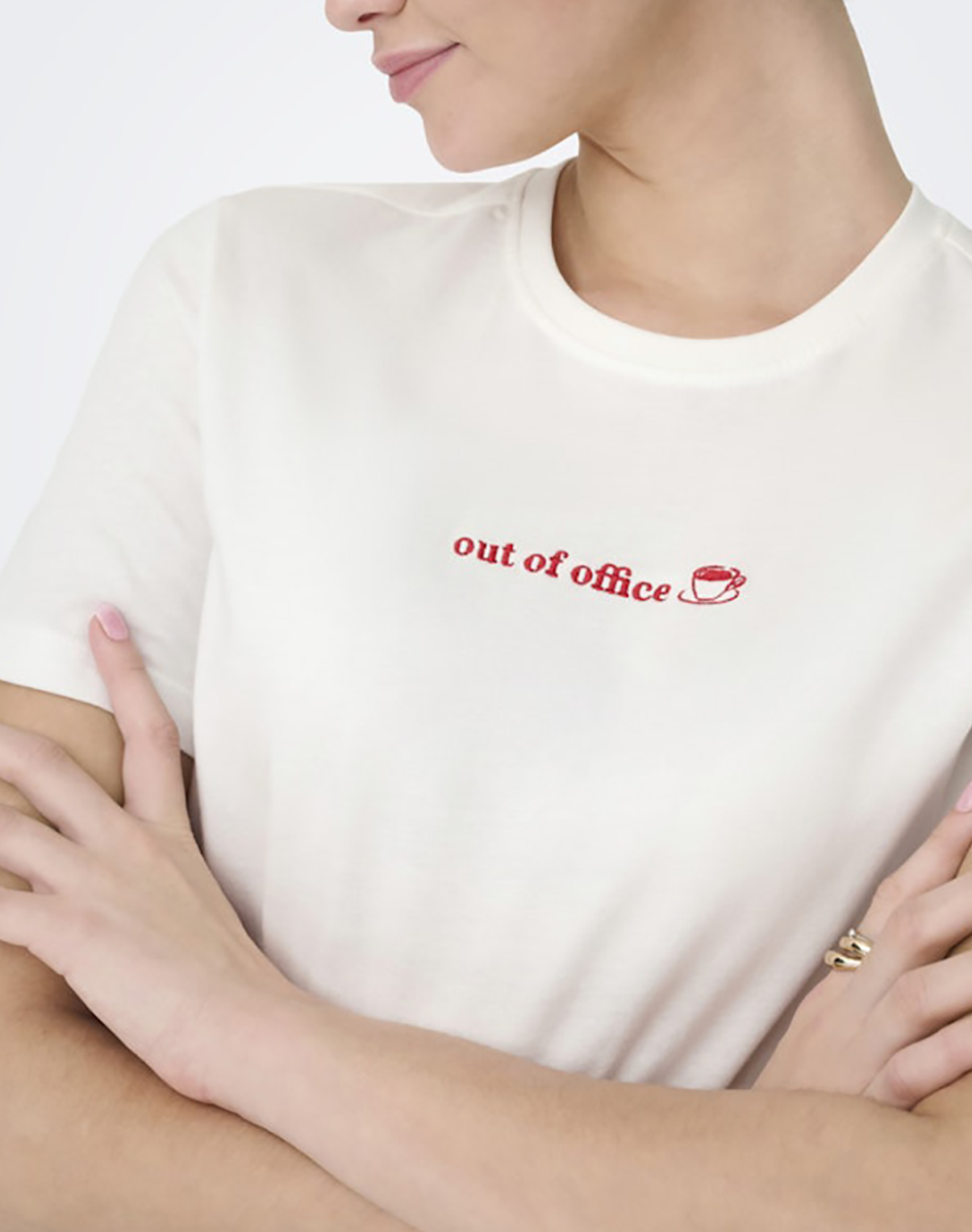 ONLY ONLY ONLMILENA S/S T-SHIRT BOX SUD JRS 15368653-Cloud DancerOfficereddahlia White - 3