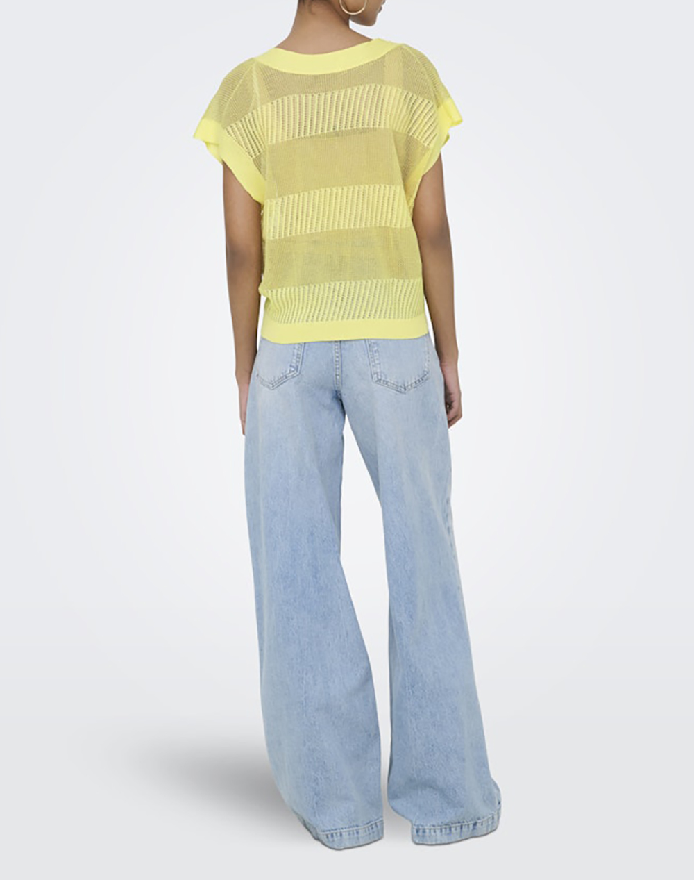 ONLY ONLY ONLNOELLE SS STRUCTURE GLITTER VNECK KNT 15364908-SunlightGoldGlitter Yellow - 2