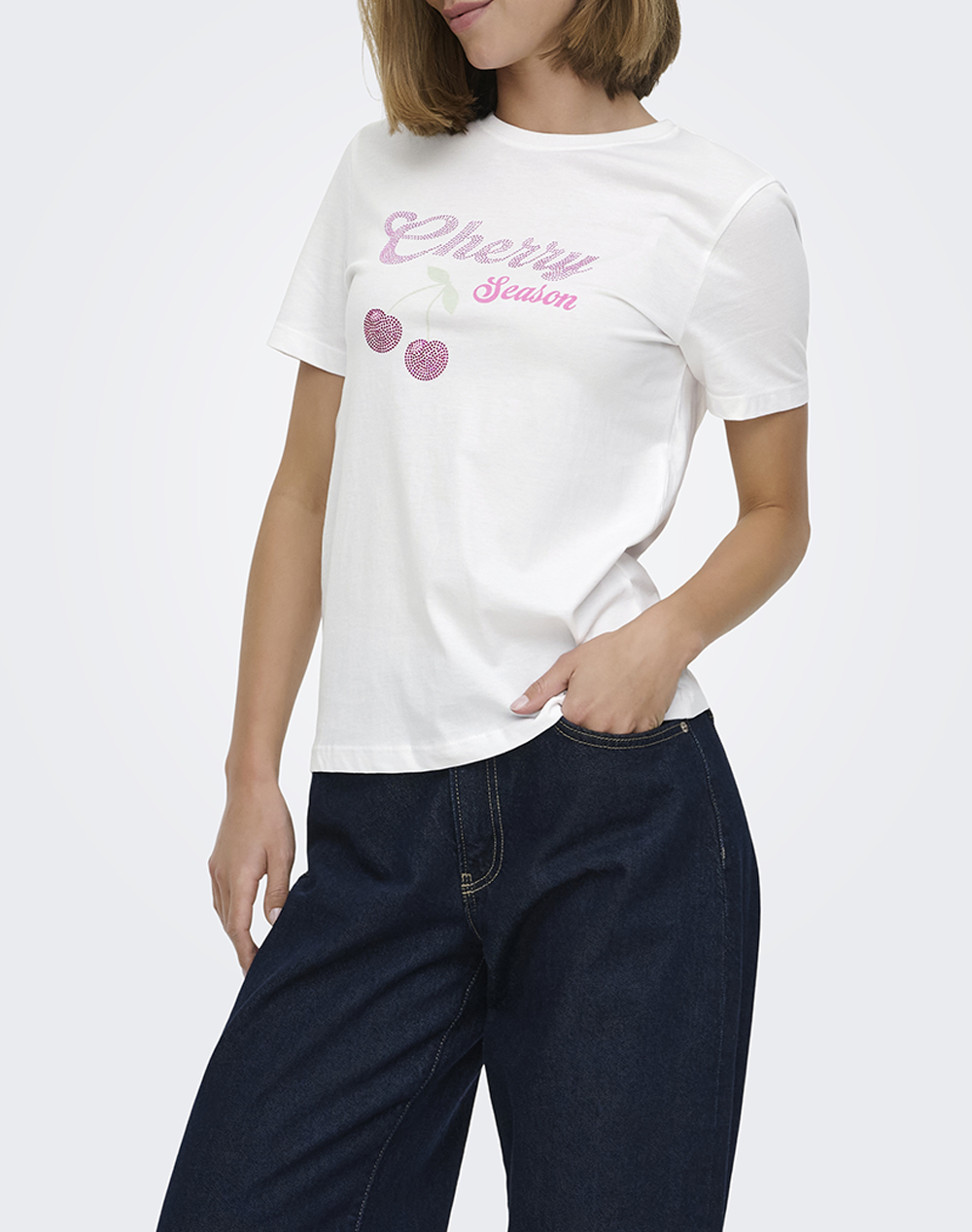 ONLY ONLNIKITA REG S/S TOP BOX JRS 15360256-Bright WhiteCherryseason White