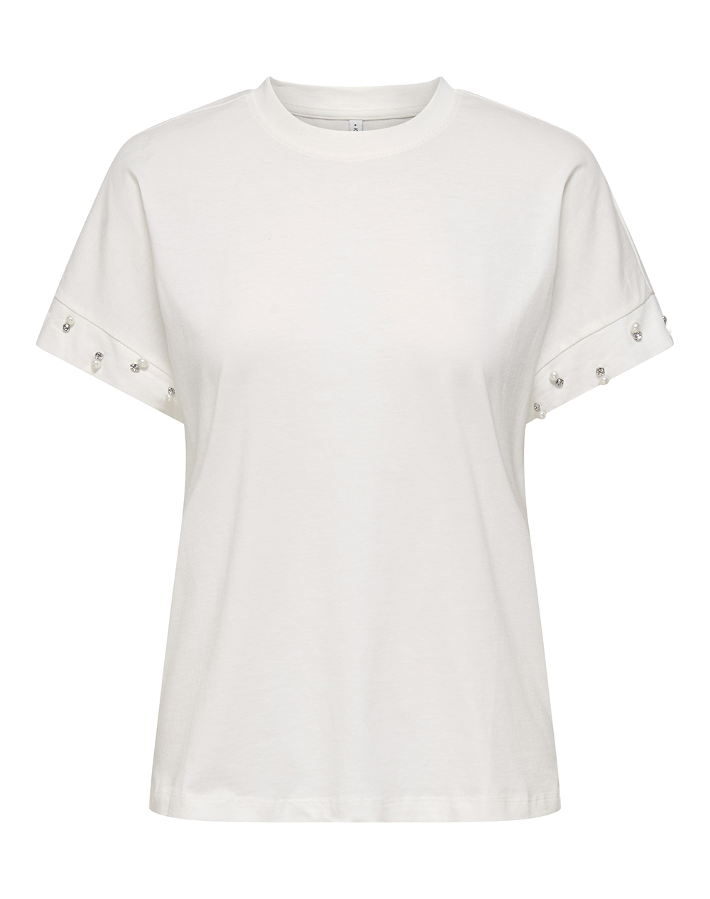 ONLY ONLOLIVIA S/S LOOSE O-NECK TOP JRS 15346733-Cloud DancerWhitepearlssilverstones OffWhite