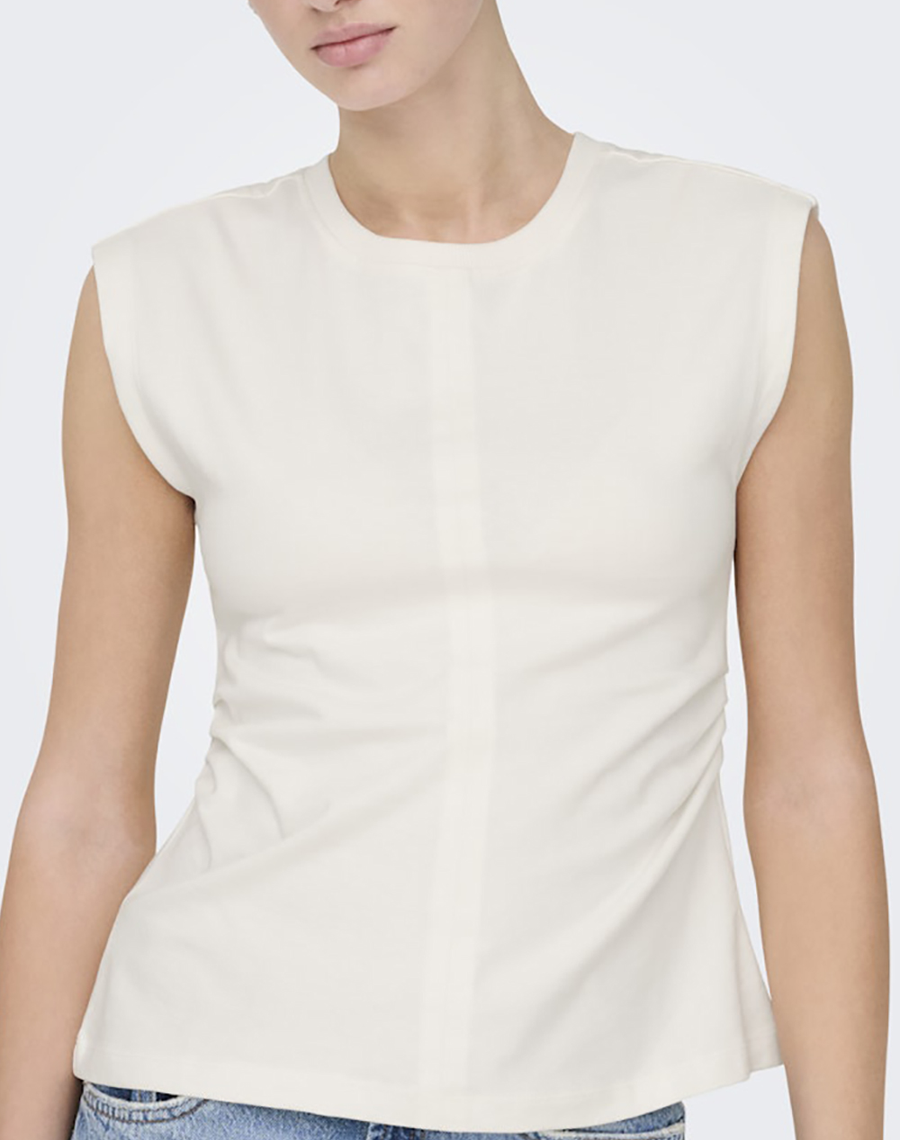 Only Onlmarie S L Ruching Top Jrs 15372452-Cloud Dancer Offwhite Γυναικεία ρούχα μπλούζες Τοπ Κορμακια Politikos Shop Πολιτικός