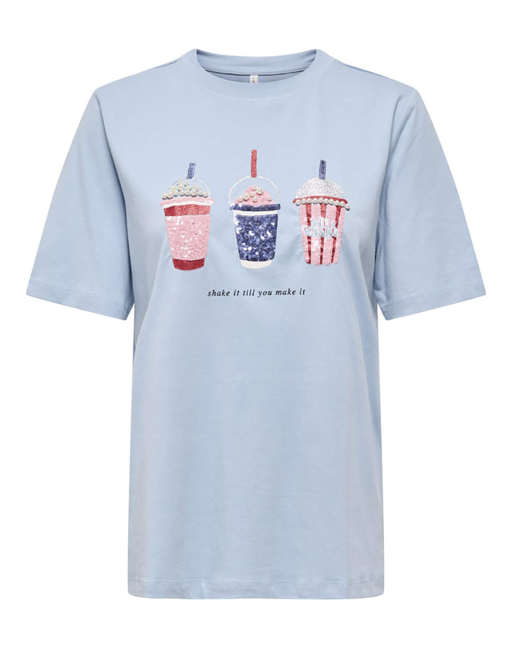 Only Onlburst S Popcorn Top Box Jrs 15343431-Soft Chambrayshakeittillyoumakeit Lightblue Γυναικεία ρούχα μπλούζες Τ-Shirt Politikos Shop Πολιτικός