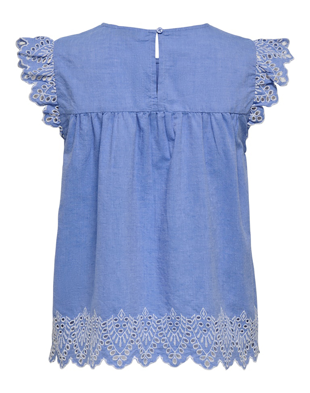 ONLY ONLY ONLTULUM EMB S/S TOP WVN 15367431-Blue BonnetBRIGHT WHITE EMB Blue - 2