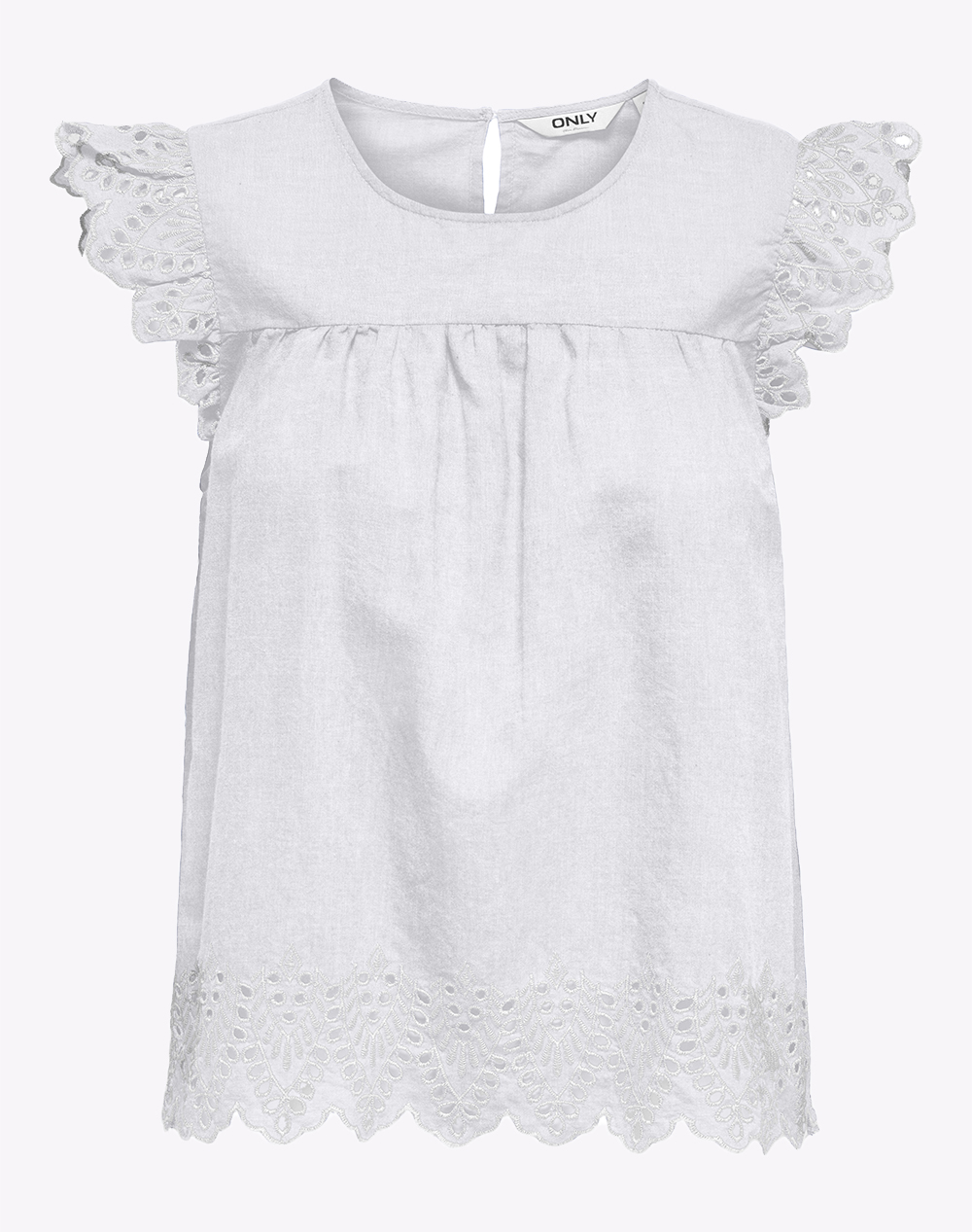 ONLY ONLTULUM EMB S/S TOP WVN 15367431-Bright WhiteBRIGHT WHITE EMB White