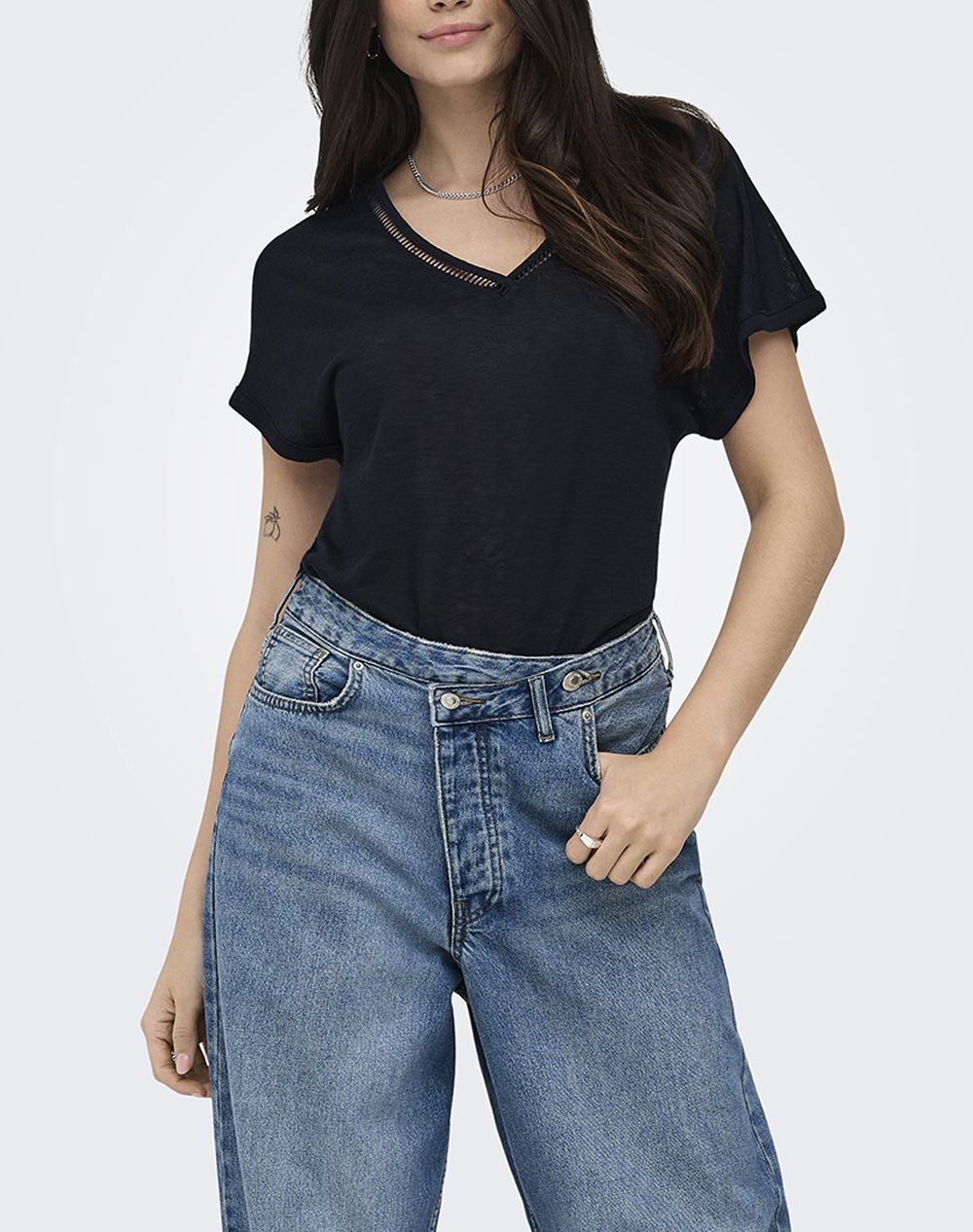 ONLY ONLPENNY S/S BATSLEEVE V-NECK TOP JRS 15371500-Navy Blazer MidnightBlue