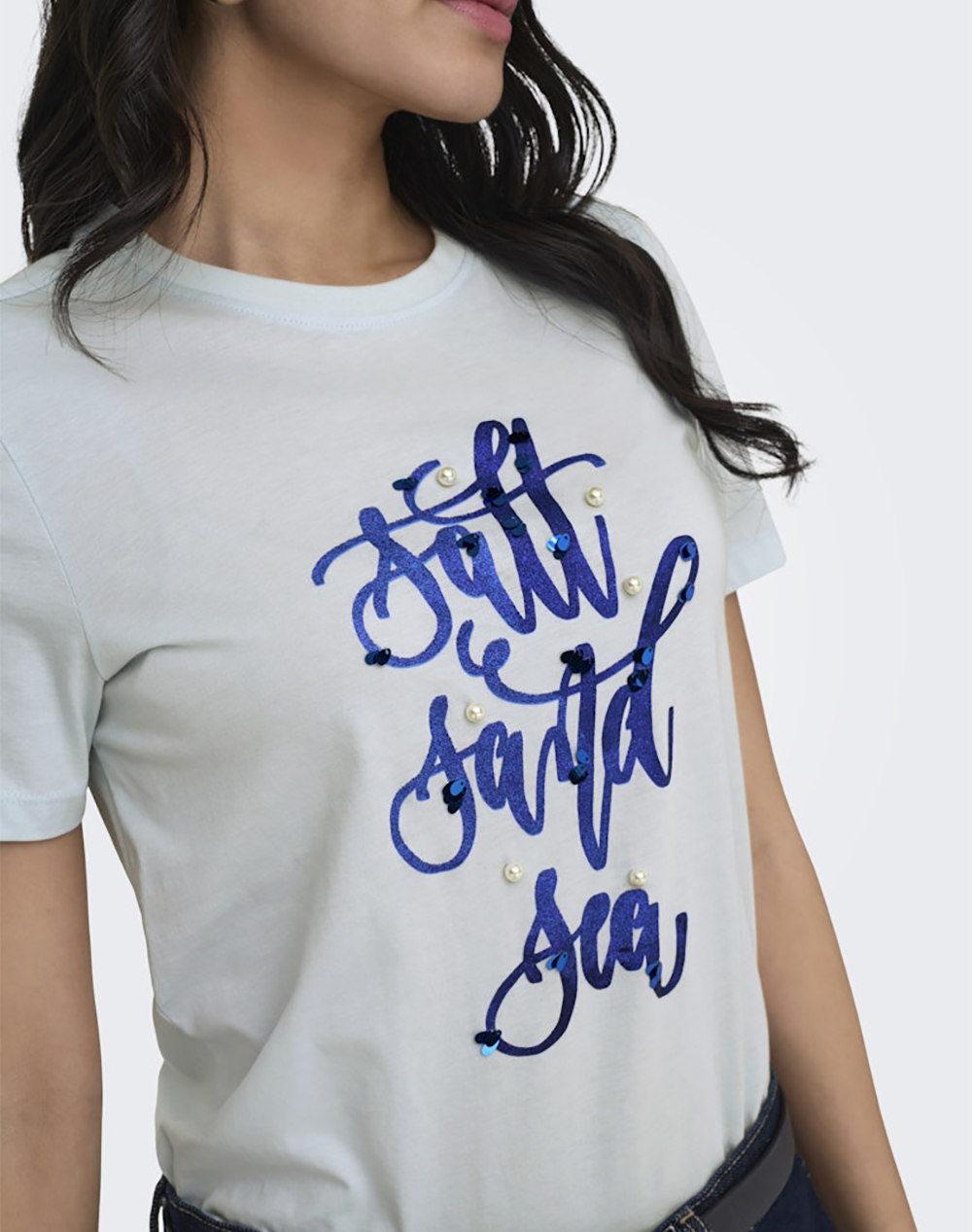 Only Onlkita S Sequins Top Box Jrs 15372191-Ballad Bluesalt Coastal Breeze Lightblue Γυναικεία ρούχα μπλούζες Τ-Shirt Politikos Shop Πολιτικός