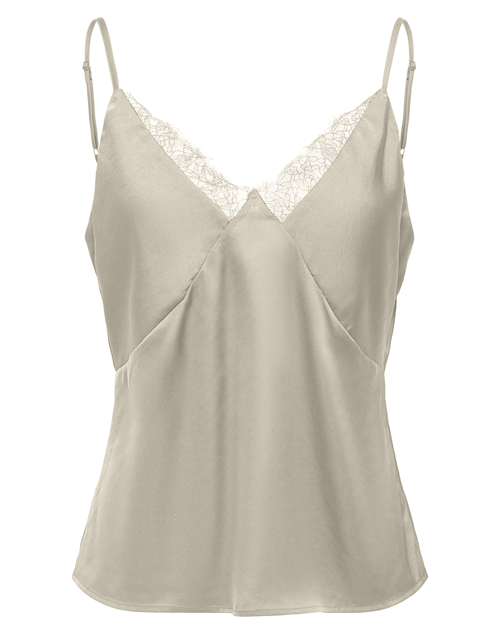 ONLY ONLFARAYA STRAP LACE SATIN TOP WVN 15380254-Oatmeal Biege