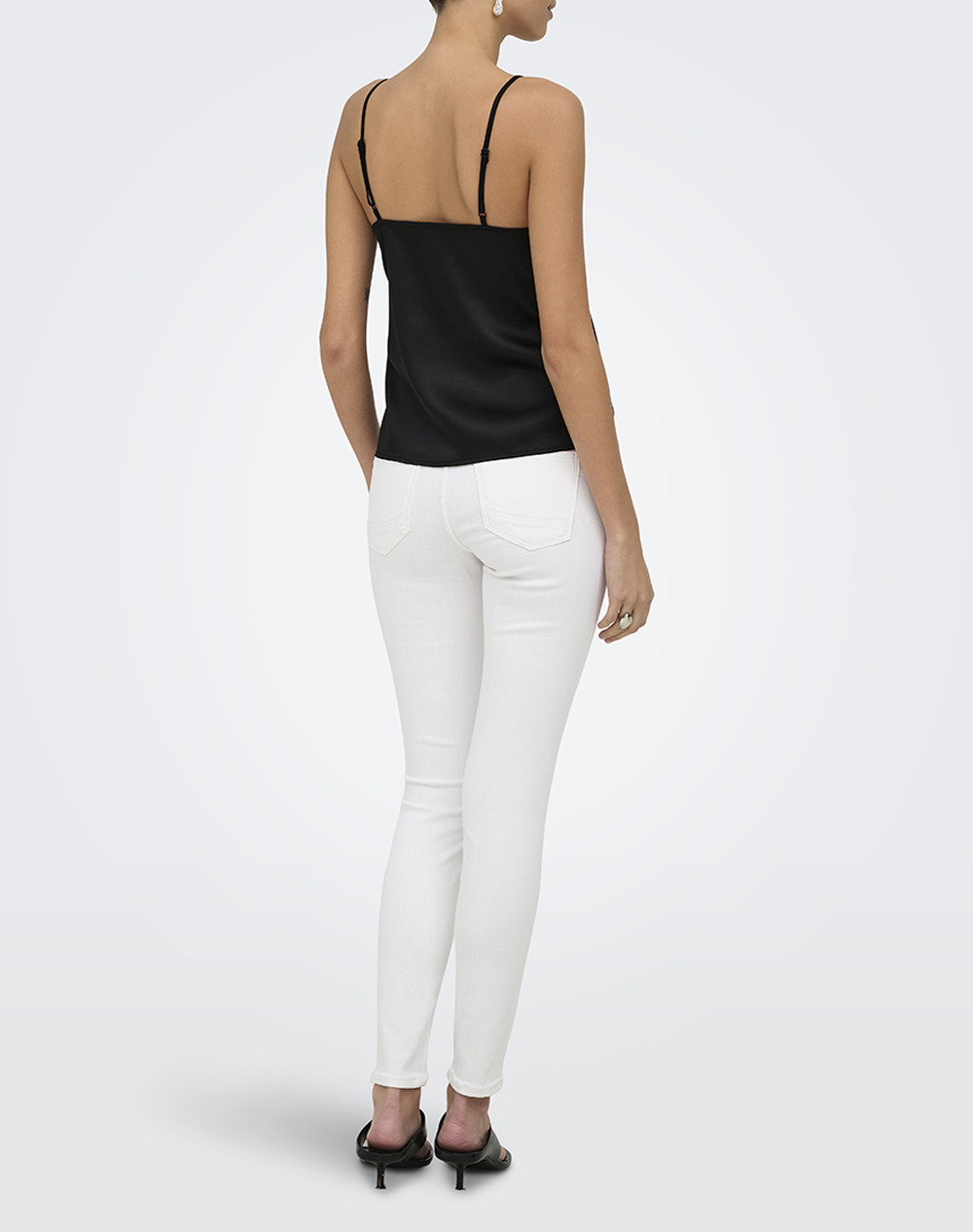 ONLY ONLY ONLFARAYA STRAP LACE SATIN TOP WVN 15380254-BLACK Black - 2