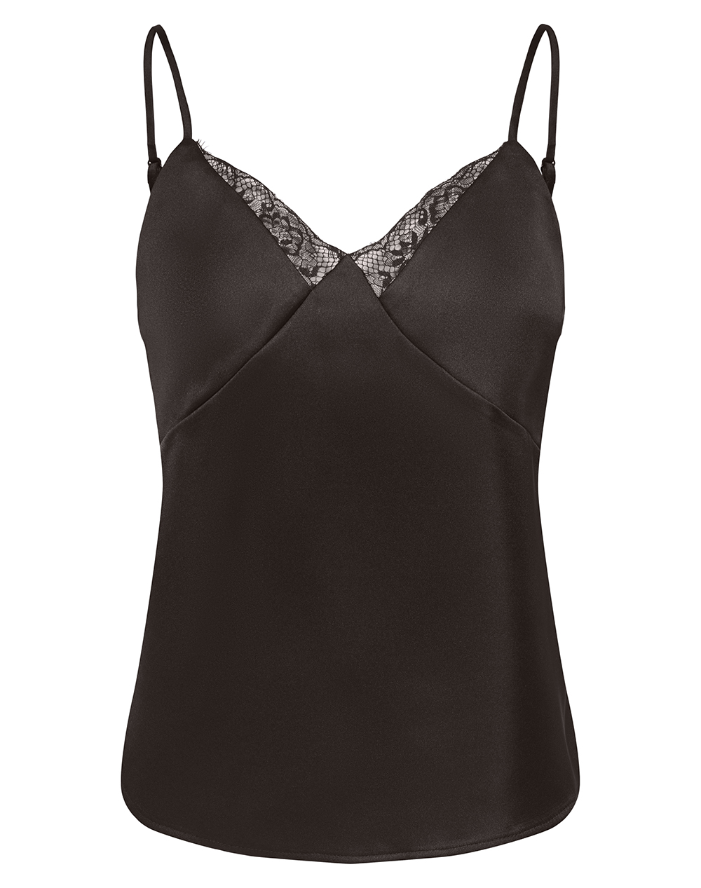 ONLY ONLFARAYA STRAP LACE SATIN TOP WVN 15380254-Chocolate Torte DarkBrown