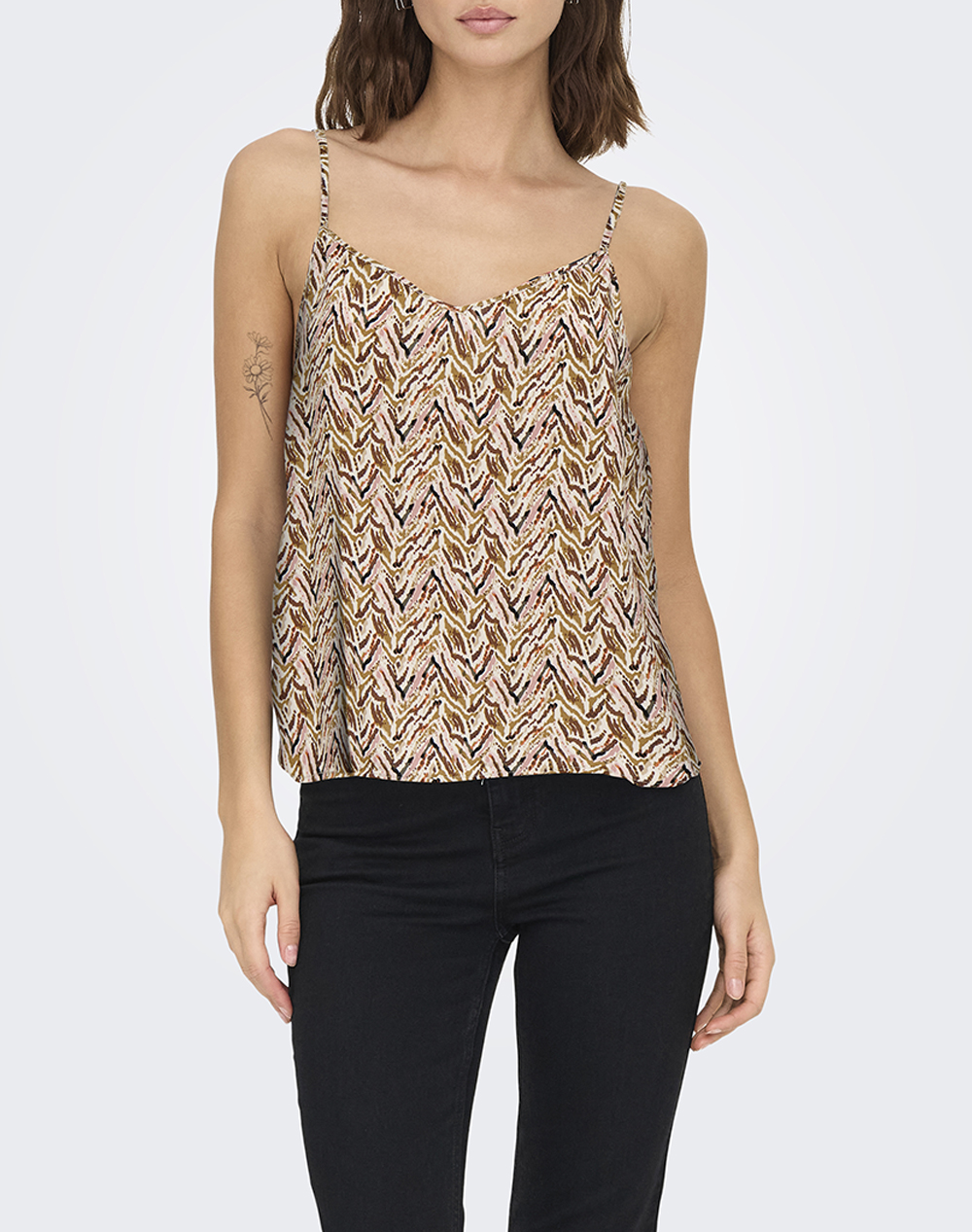ONLY ONLNOVA LIFE VIS PARIS SINGLET WVN 15222159-Dull Gold716 Abstract zigzag Mixed