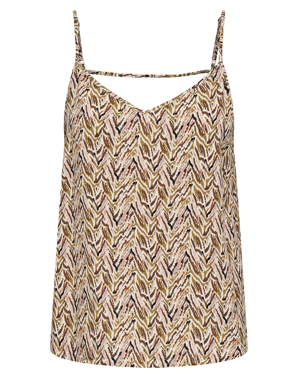 Only Onlnova Life Vis Paris Singlet Wvn 15222159-Dull Gold716 Abstract Zigzag Mixed Γυναικεία ρούχα μπλούζες Τοπ Κορμακια Politikos Shop Πολιτικός