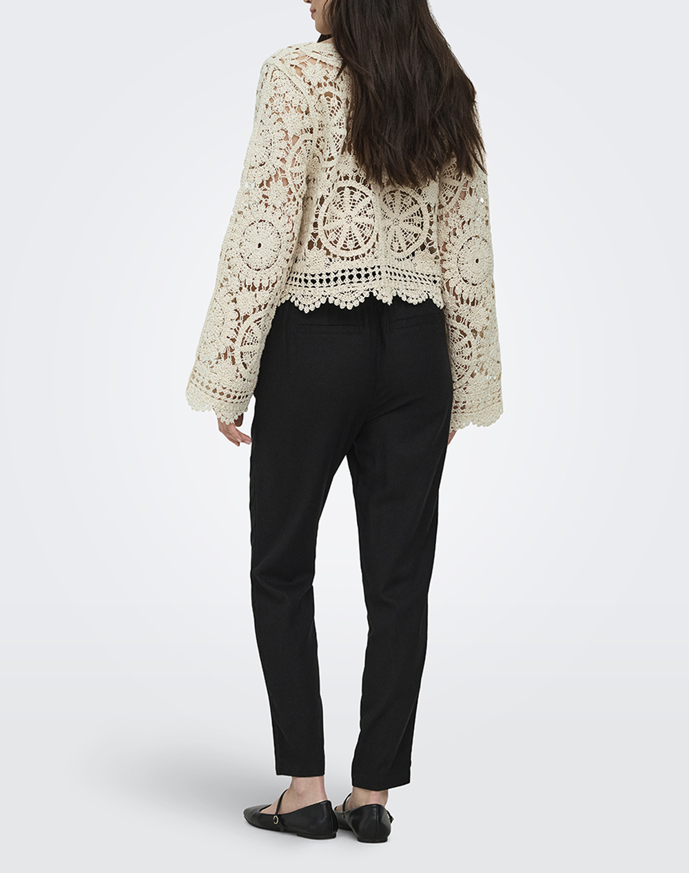 ONLY ONLY ONLWATERLY LS CROCHET TIE CARDIGAN KNT 15369739-Birch OffWhite - 2