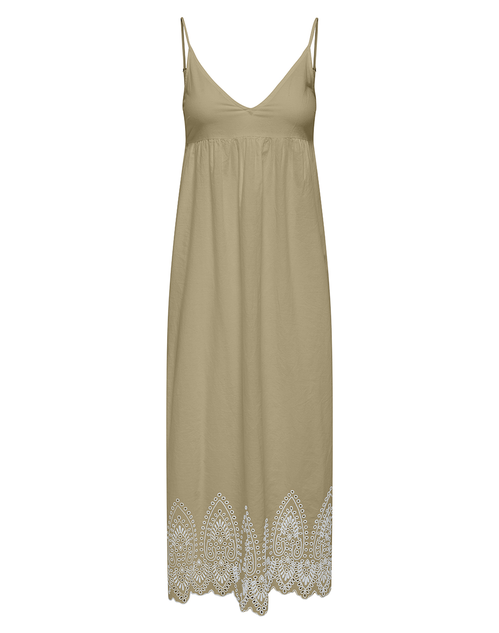 ONLY ONLTULUM EMB LONG STRAP DRESS WVN 15369128-Olive GrayBRIGHT WHITE EMB Olive