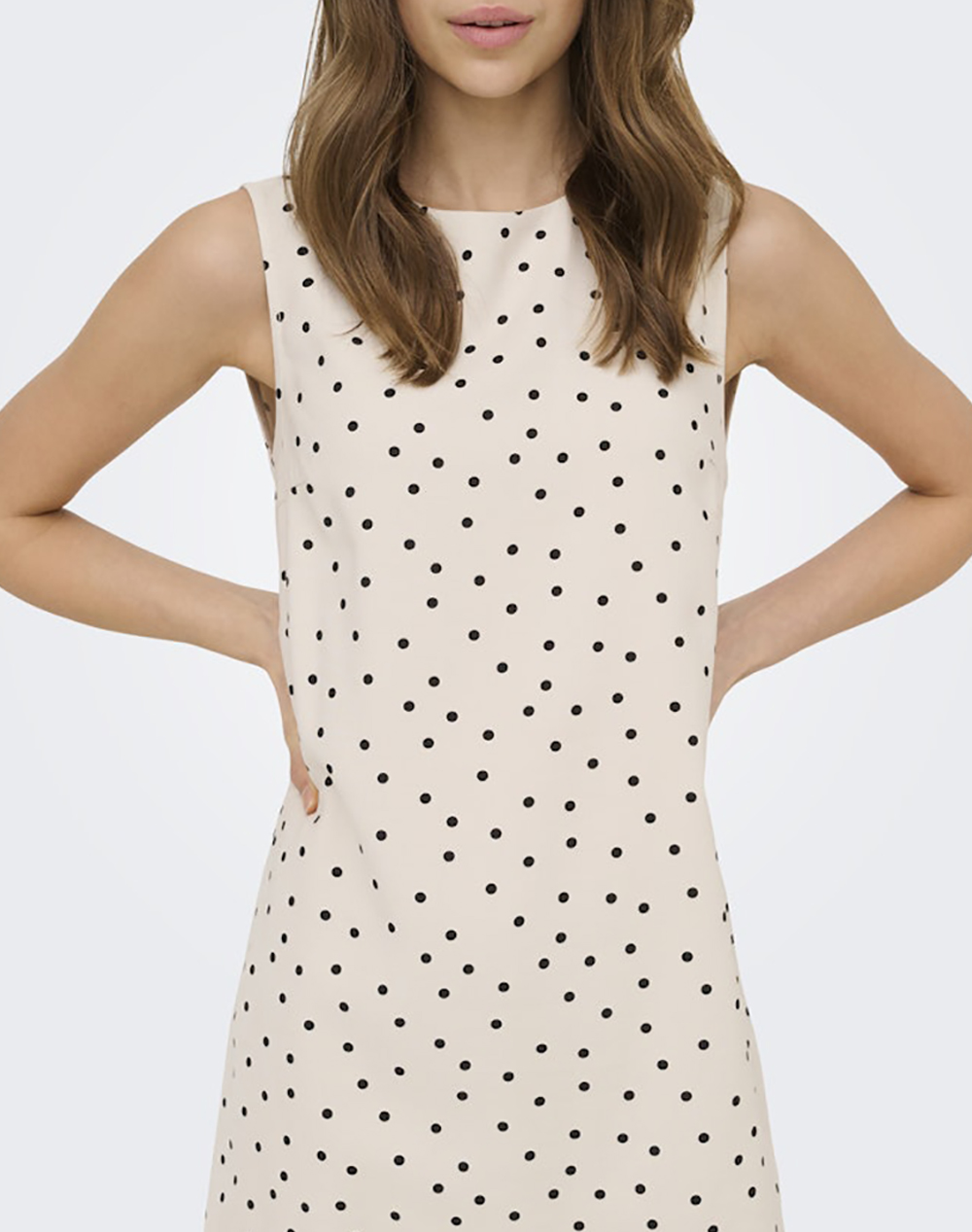 Only Onlaris Life Sl Short Dress Wvn Cc 15364156-Pumice Stonedot Point Biege Γυναικεία ρούχα φορέματα Politikos Shop Πολιτικός