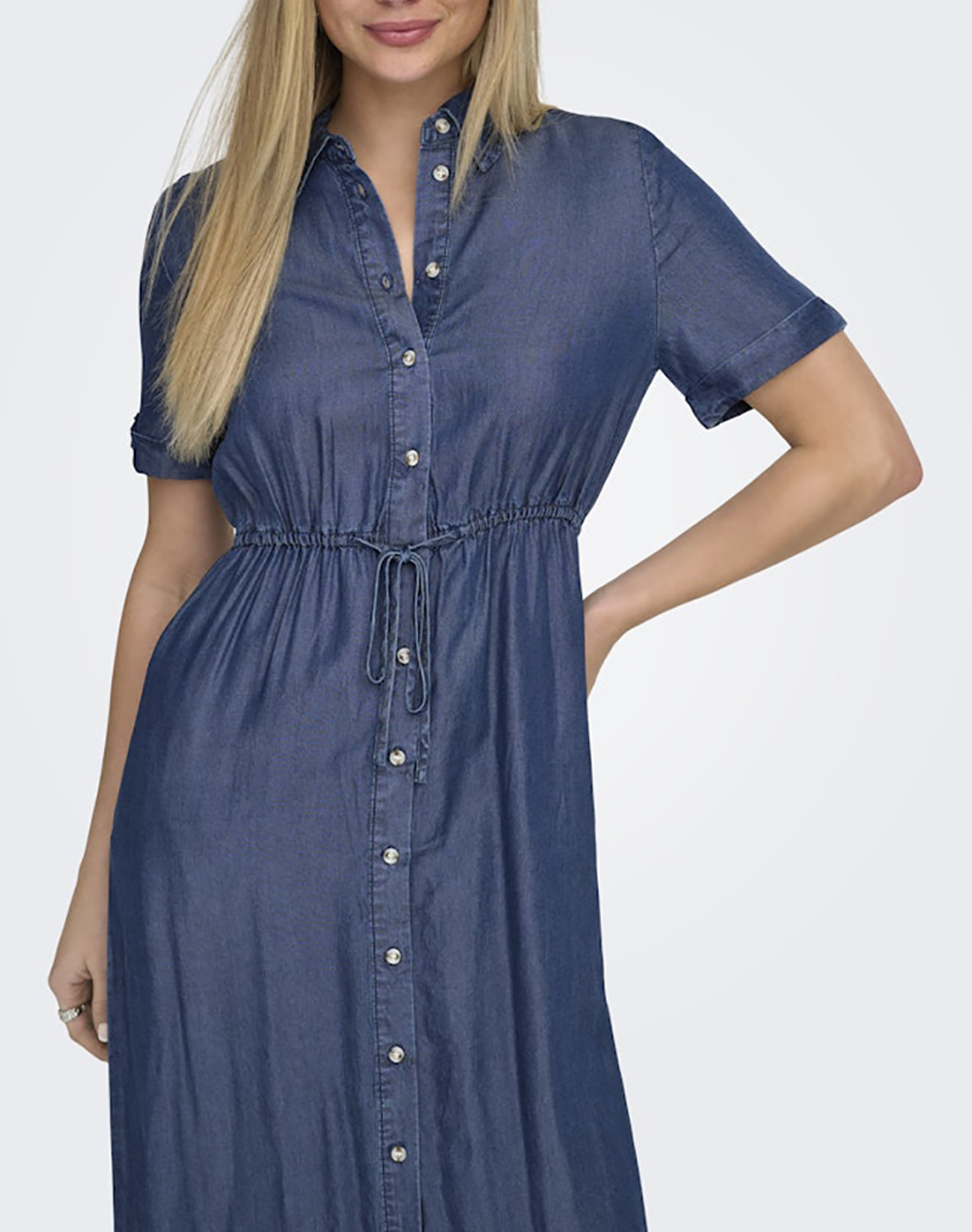 Only Onlcharis Life 2 4 Shirt Dress Wvn Cc 15363971-Dark Blue Denim Denimdarkblue Γυναικεία ρούχα φορέματα Politikos Shop Πολιτικός