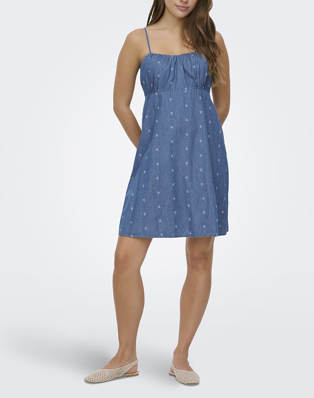 Only Onlnova Azure Alexis Dress Wvn 15370339-Medium Blue Denimpaisley Γυναικεία ρούχα φορέματα Politikos Shop Πολιτικός