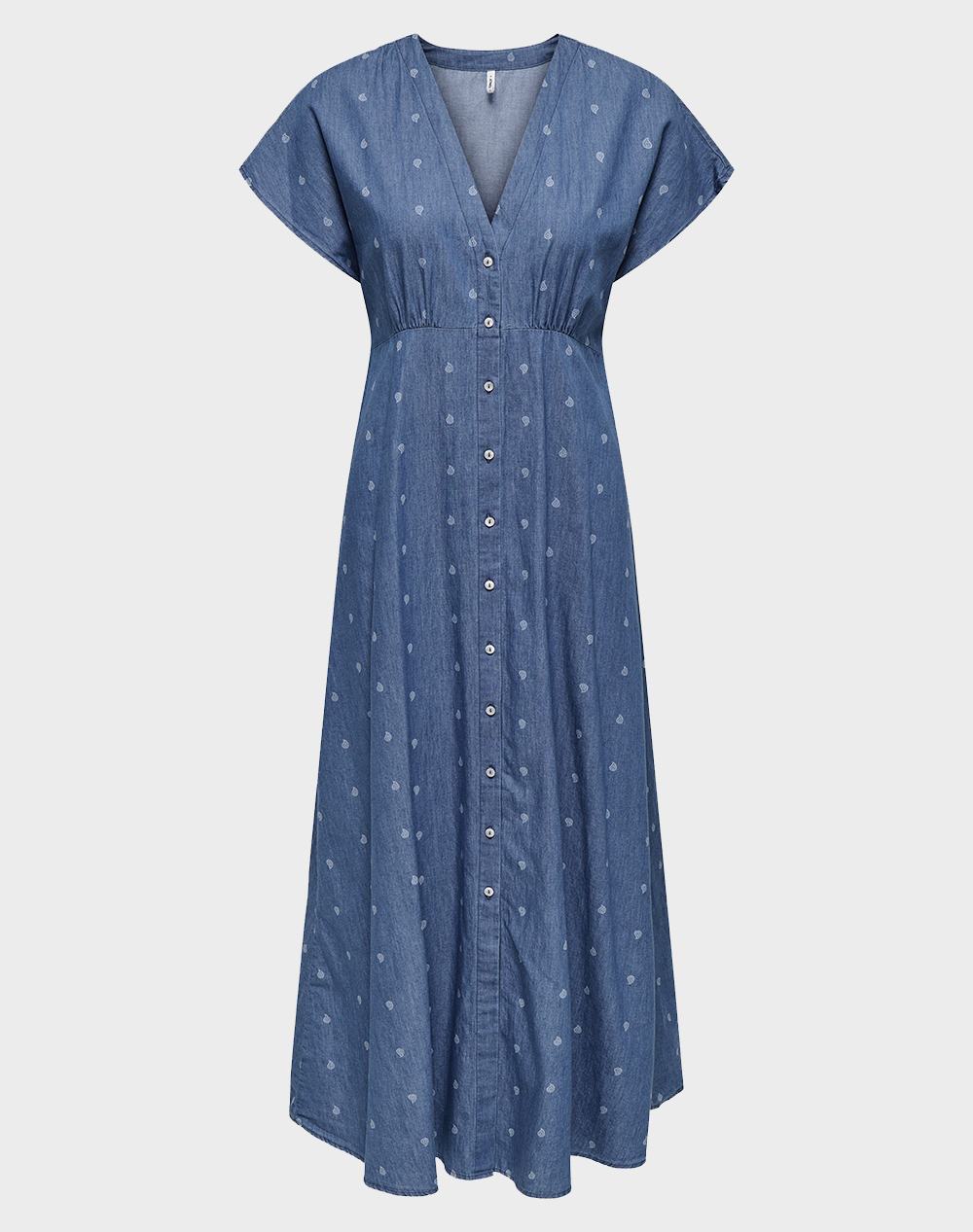 Only Onlnova Azure Long Dress Wvn 15370341-Medium Blue Denimpaisley Γυναικεία ρούχα φορέματα Politikos Shop Πολιτικός