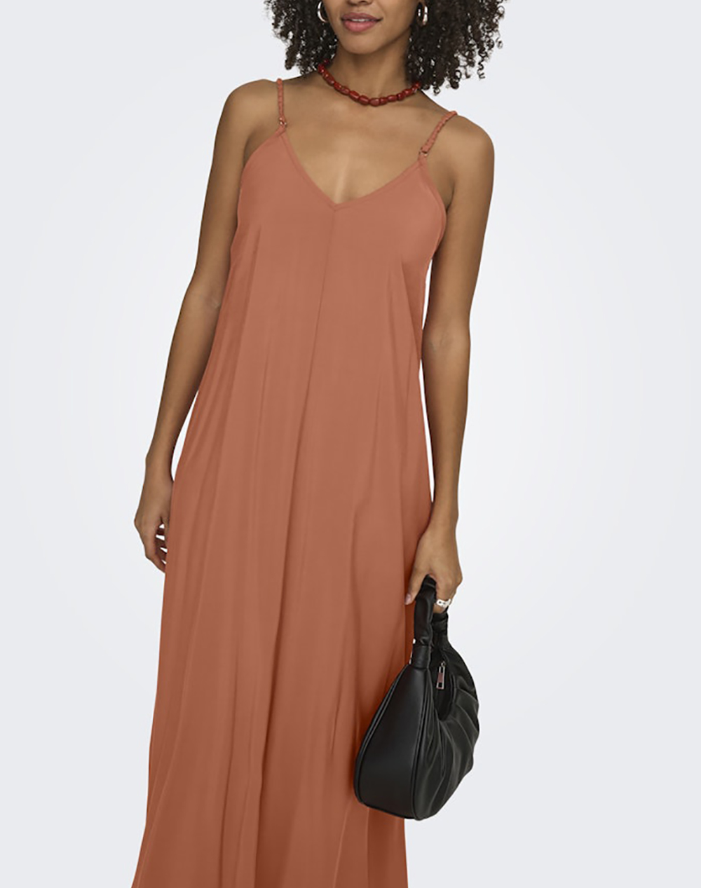 Only Onlmadeli Oaklyn Strap Long Dress Wvn 15371094-Aragon Firebrick Γυναικεία ρούχα φορέματα Politikos Shop Πολιτικός