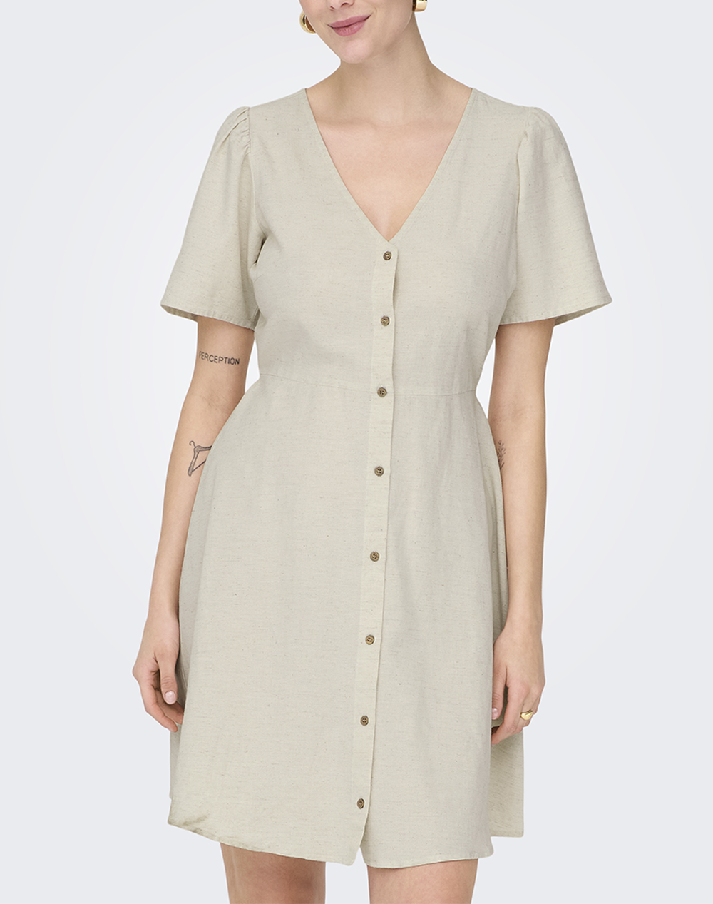 ONLY ONLVITA LIFE S/S SHORT DRESS NOOS WVN 15317914-Pumice Stone Biege