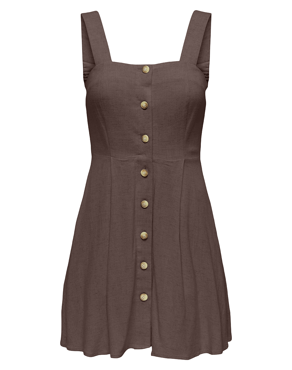 ONLY ONLSIESTA LINEN BL SHORT STRAP DRESS PNT 15370390-Shopping Bag Chocolate