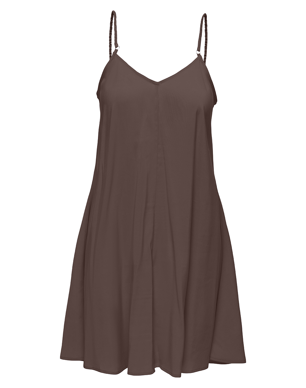 ONLY ONLMADELI OAKLYN STRAP SHORT DRESS WVN 15371753-Shopping Bag Chocolate