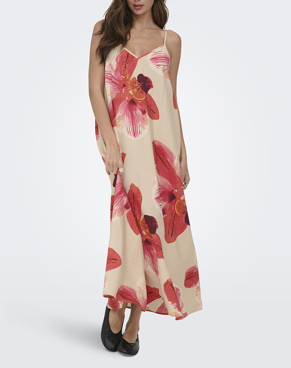 ONLY ONLRESI-ELANOR STRAP BIG FLOWR DRESS WVN 15372628-PeyoteAOP:GIGA ORCHID Mixed