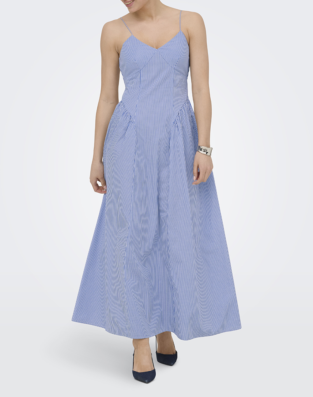ONLY ONLTIARI STRAP HIP DRESS WVN 15371086-Surf the WebStripes:Bright White LightBlue