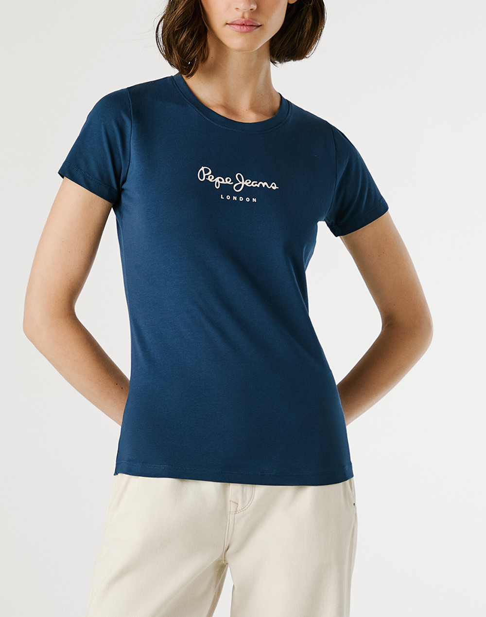 PEPE JEANS ESSENTIALS DROP 2 NEW VIRGINIA SS N ΜΠΛΟΥΖΑ ΓΥΝΑΙΚΕΙΟ PL505202-595/NAVY Blue