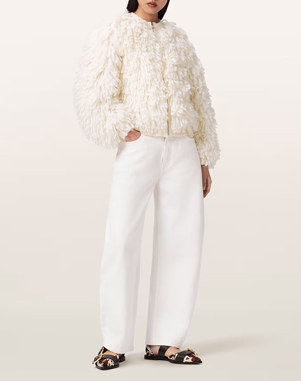 All Saints Sadie Barrel Jean W016Ee-Ecru White Offwhite Γυναικεία ρούχα παντελόνια 5P Cargo Politikos Shop Πολιτικός