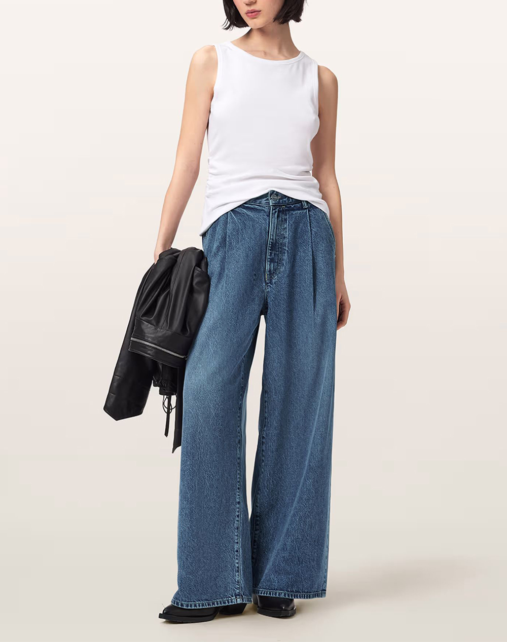 All Saints Haze Pleat Jean W047Ee-Mid Indigo Denimblue Γυναικεία ρούχα παντελόνια 5P Cargo Politikos Shop Πολιτικός