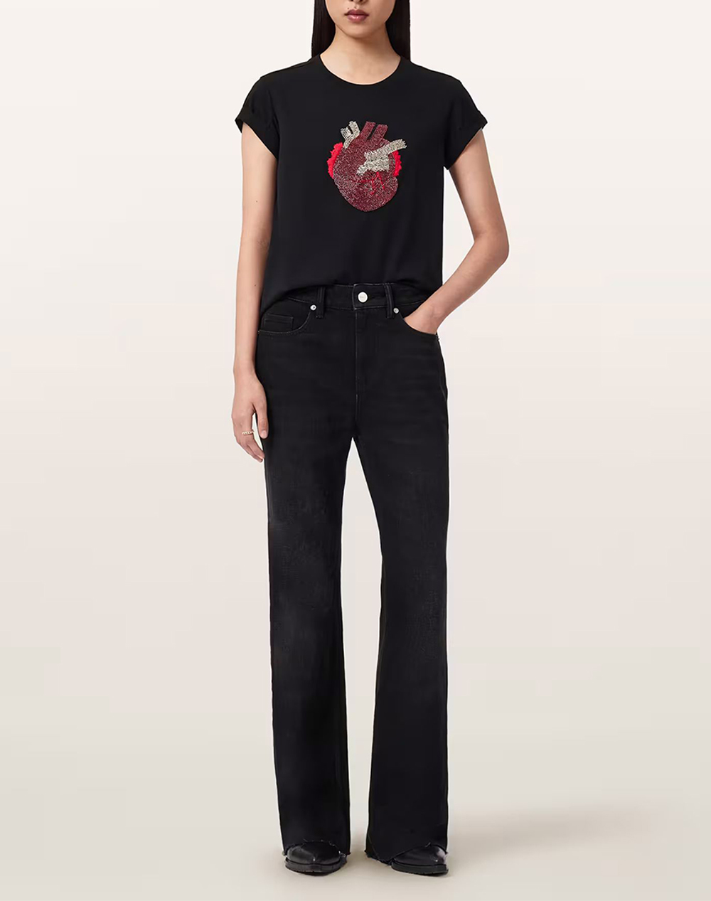 All Saints Andrea Anna Tee W084Je-Black Black Γυναικεία ρούχα μπλούζες Τ-Shirt Politikos Shop Πολιτικός