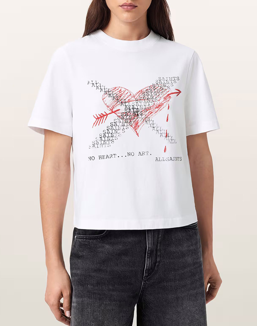 ALL SAINTS HEARTACHE LISA TEE W081JE-WHITE White