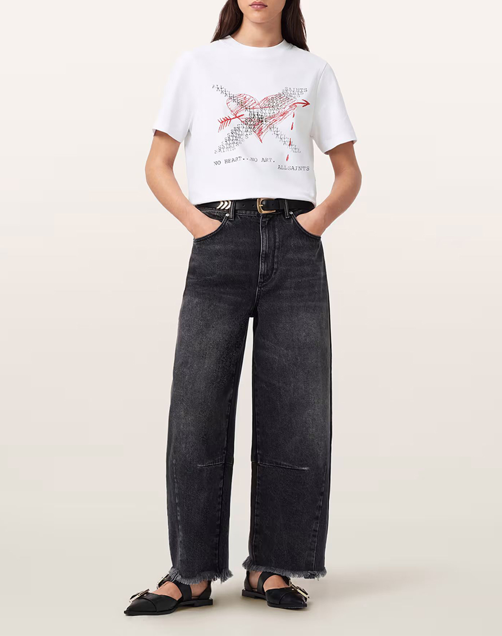 All Saints Heartache Lisa Tee W081Je-White White Γυναικεία ρούχα μπλούζες Τ-Shirt Politikos Shop Πολιτικός