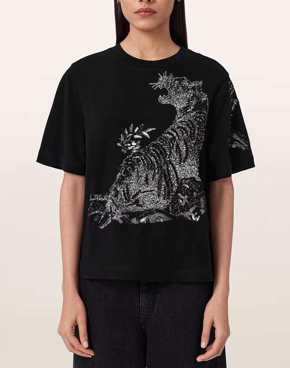 ALL SAINTS POUNCE LISA TEE W076JE-BLACK Black