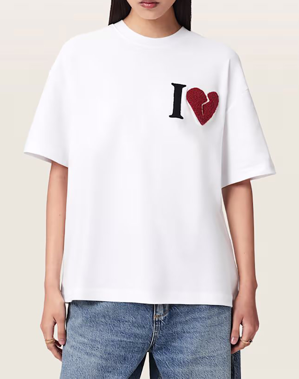 ALL SAINTS HEART ETTA TEE W082JE-OPTIC WHITE White