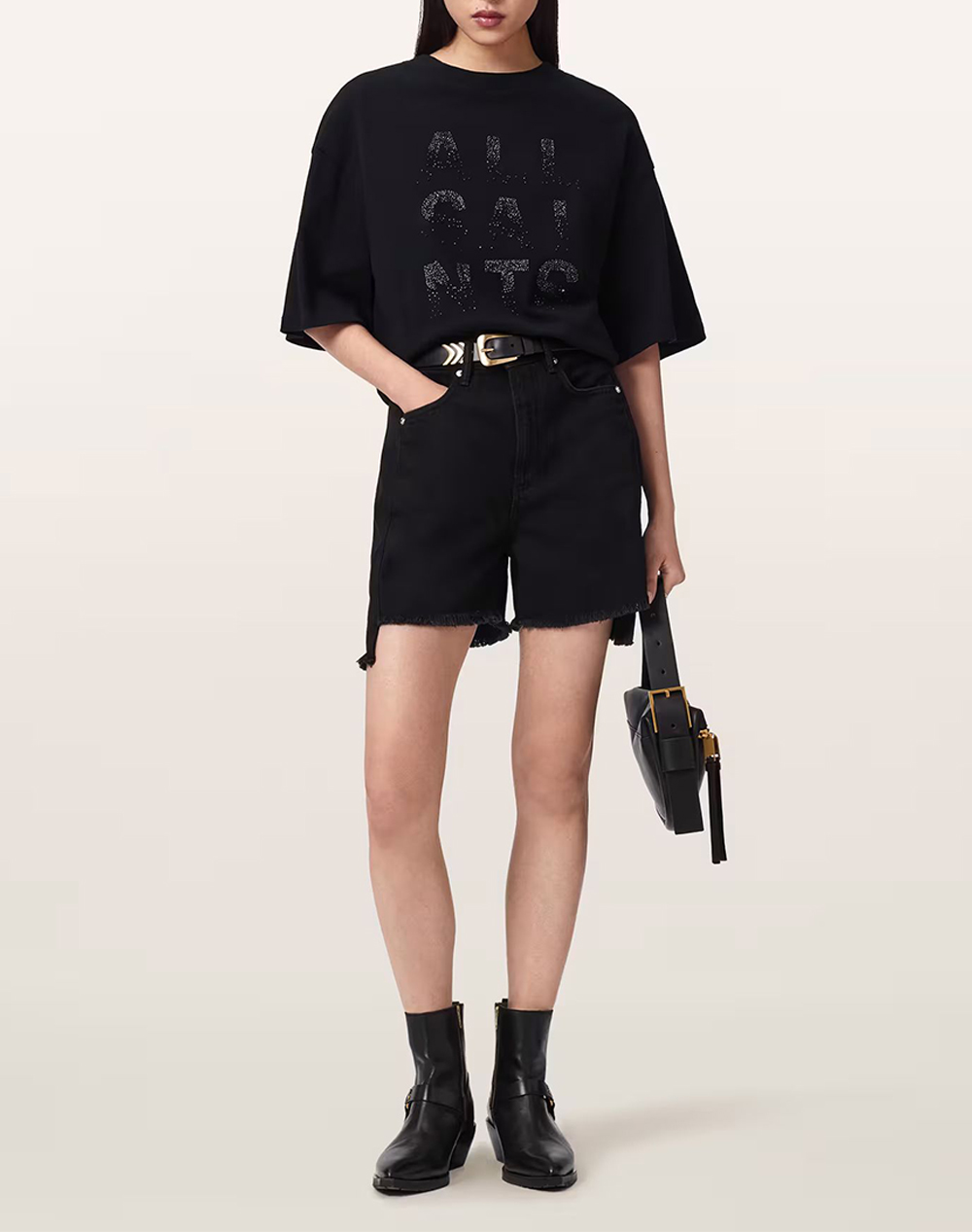 All Saints Stacks Amelie Tee W151Je-Black Black Γυναικεία ρούχα μπλούζες Τ-Shirt Politikos Shop Πολιτικός