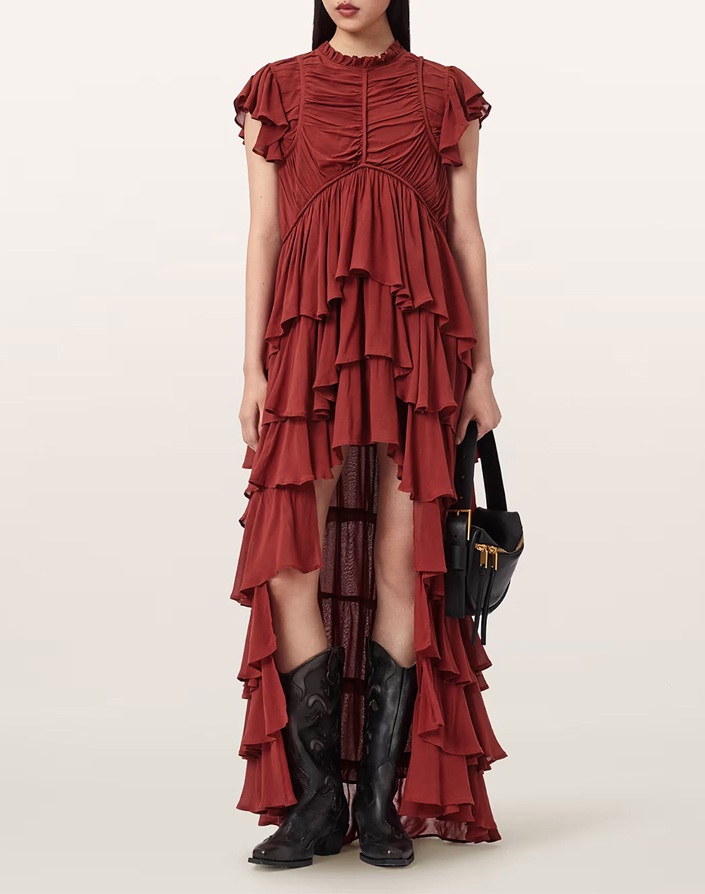 ALL SAINTS SHAELA DRESS W059DE-PAPRIKA RED DarkRed