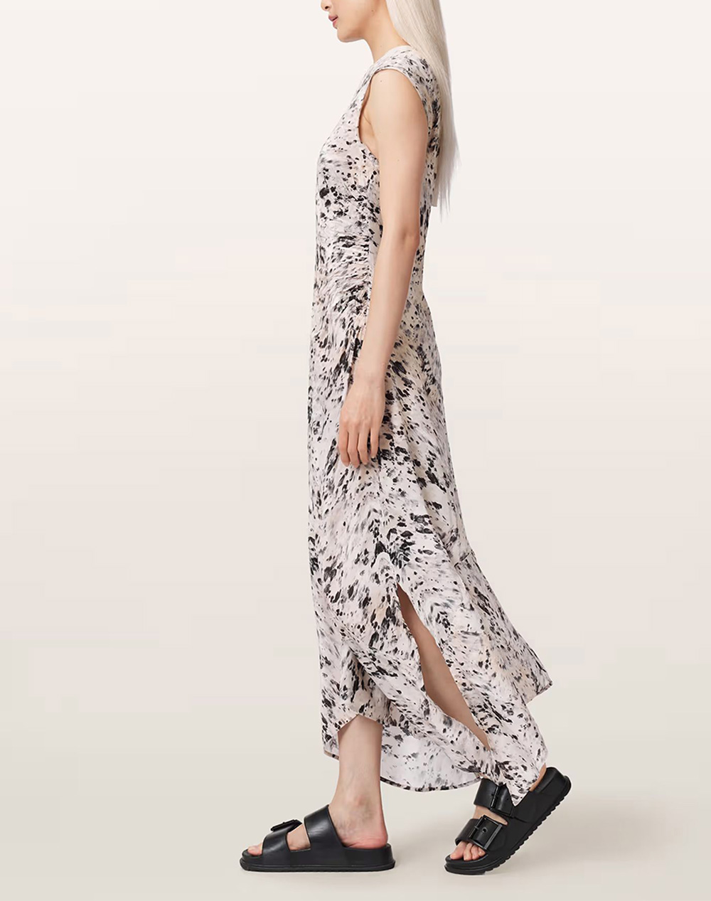 All Saints Noor Dress W016De-Canter Ecru White Mixed Γυναικεία ρούχα φορέματα Politikos Shop Πολιτικός